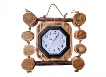 Ceas de perete Decorativ, Decorat cu bucati de Lemn, 50x50 cm