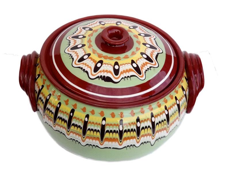 Oala din lut 5 L - verde modern - artizanat-cadouri.ro