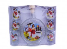 Sticla de tuica cu 6 pahare Romania