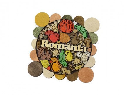 Suport oale din lemn Romania 18×18cm