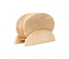 Set 6 tocatoare din lemn de fag, plus suport, oval