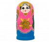 Set Papusa Matrioska, 7 piese, lemn, roz inchis
