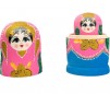 Set Papusa Matrioska, 7 piese, lemn, roz inchis