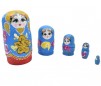Papusi Matrioska din lemn, 5 papusi, rosu, 12cm