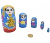 Papusi Matrioska din lemn, 5 papusi, rosu, 12cm