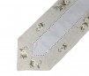 Fata de masa din In brodat cu motive margarete, bordura bej 180 x 40 cm traversa