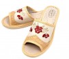 Papuci de Casa Dama Material Piele Model Crem Floral