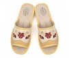 Papuci de Casa Dama Material Piele Model Crem Floral